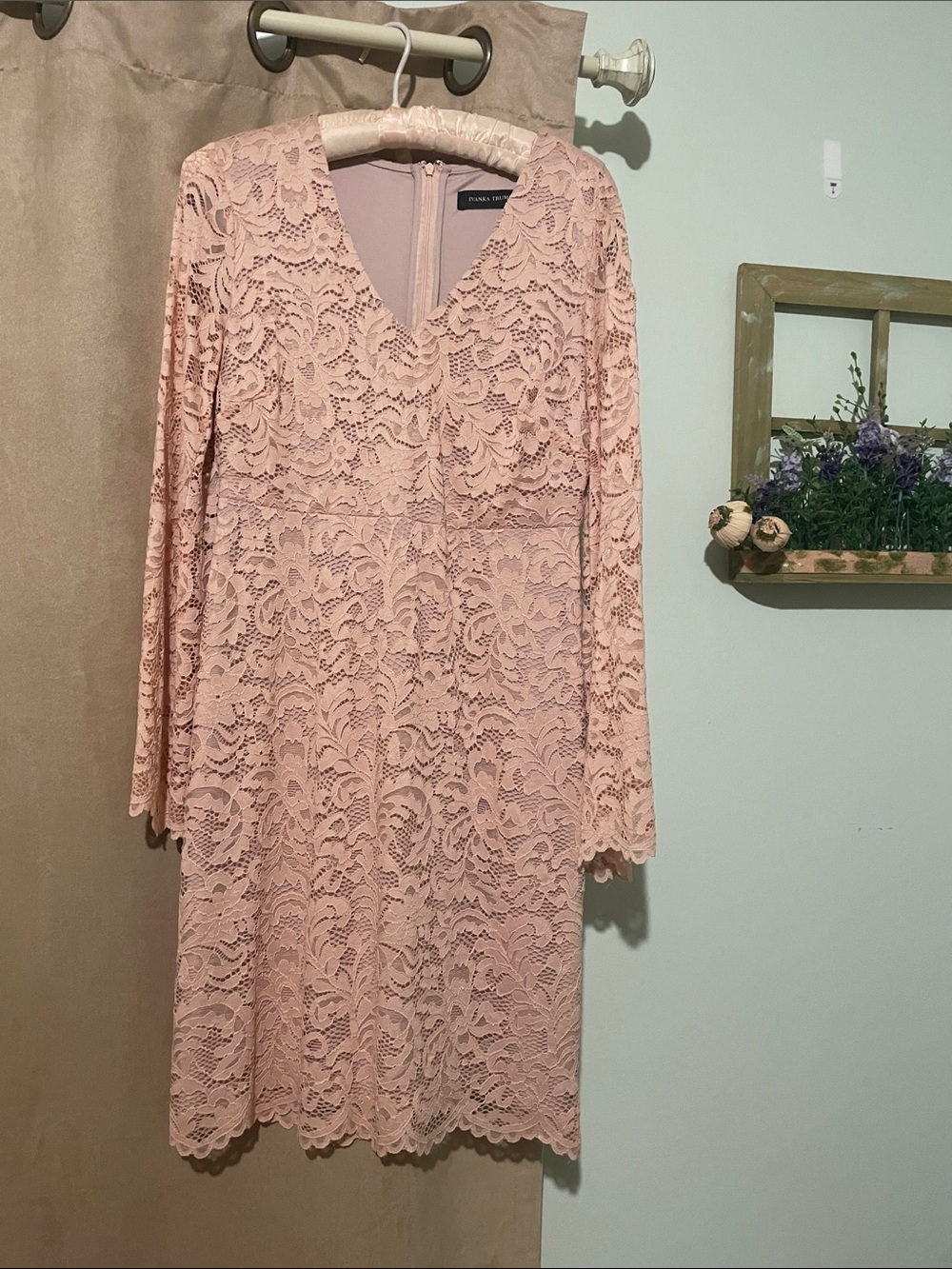 Ivanka Trump Blush Pink Lace Long Sleeve Dress